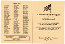 Program Card for Complimentary Banquet 1919