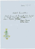 Merry Christmas letter from Dec. 1947 written in Finnish