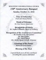 Rollstone Congregational Church
150th Anniversary Banquet
