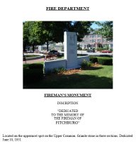 Monuments in Fitchburg Organizations Fire Department