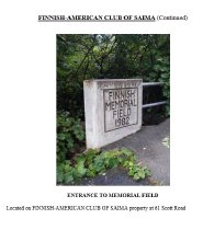 Monuments in Fitchburg Organizations Finnish American Club of Saima
