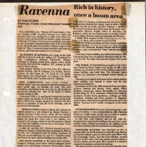 Ravenna - Rich in History; Once a Boom Area.  By Tom Hymer,