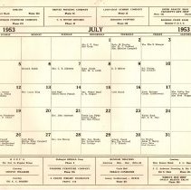 Wesleyan Service Guild of First Methodist Church, Bonham.  Birthday calenda