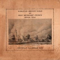 Wesleyan Service Guild of First Methodist Church, Bonham.  Birthday calendar 1953.