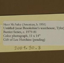 Untitled (near Brookshire's warehouse, Tyler) from "Barrier" series (Tag)