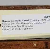 Untitled (Still Life with Dogwood branch) (Label)