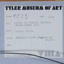 Canyon de Chelly, Arizona, White House Ruin (Label)