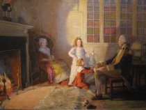 Washington and Family at Mt. Vernon - The Library
