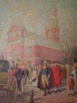 Washington and Members of Congress Leaving Christ Church, Philadelphia