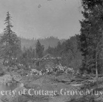 Spectators gathered to watch filming of train wreck scene.