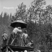 Film crew on camera platform