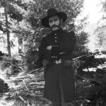 Actor posing in Union officer's costume