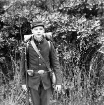 Actor posing in soldier costume