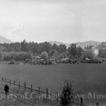 Field set with battle scene preparation