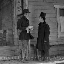 Buster Keaton and actor on town set