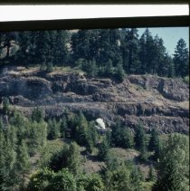 Blue Goose on track above Row River near Dorena Dam