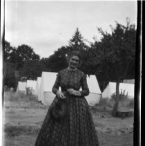 Portrait of woman actor on set.
