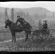 Unidentified men posed with horse and cart