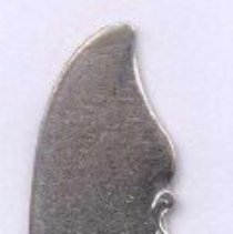 Silver butter knife with "VEBP" engraved in handle