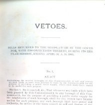 Book Vetoes by the Governor of Pennyslvania 1903, page 1