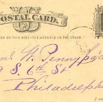 Postal card to Samuel W. Pennypacker from W. H. Sargent
