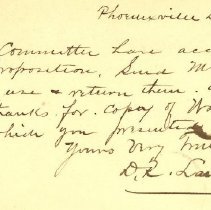 Postal card to Samuel W. Pennypacker from D. R. Landis