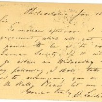 Postal card to Samuel W. Pennypacker from Oswald Seidensticker