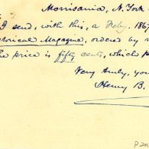 Postal card to Samuel W. Pennypacker from Henry B. Dawson