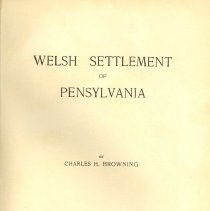 Book, Welsh Settlement of Pensylvania, title page