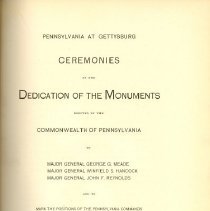 Book, PA at Gettysburg at the Dedication of the Monuments, title page