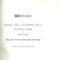Book, Whitaker of Hesley and Palermo, title page