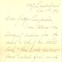 Book, Your Little Brother James, letter glued inside front cover