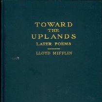 Book, Toward the Uplands, Later Poems, cover