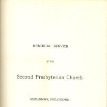 Book, William H. Lambert - Memorial Service, title page