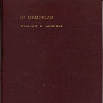 Book, William H. Lambert - Memorial Service, cover