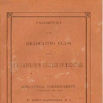 Valedictory to the Graduating Class of the Philadelphia College of Medicine