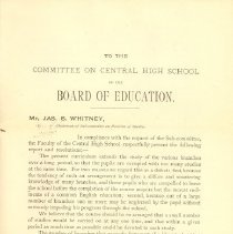 Report on the curriculum to the Committee on Central High School