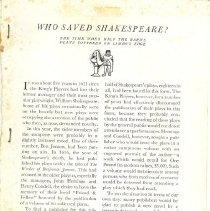 Who Saved Shakespeare?