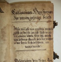 Writing of Catharina Hunsberger inside of book