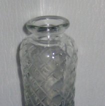 Clear glass vase with etched diamond pattern