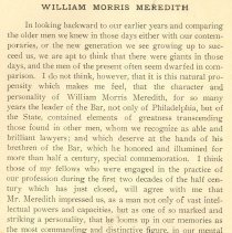 Pamphlet William Morris Meredith
