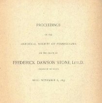 Pamphlet Frederick Dawson Stone, cover