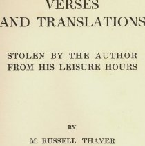 Book Verses & Translations Stolen by the Author from his Leisure Hours