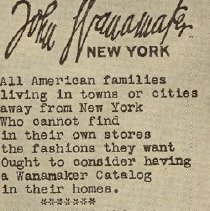 Magazine Today's Housewife October 1917, advertisement for John Wanamaker