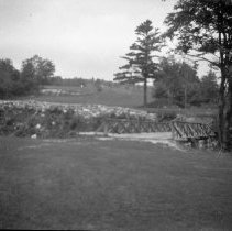 Negative of a wooden bridge