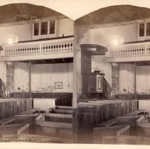 Stereograph of interior view of Old Augustus Lutheran Church
