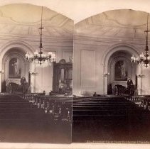 Stereograph of interior view of the New Augustus Lutheran Church, Trappe