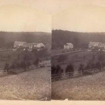 Stereograph of Kratz Mill and Ice Houses