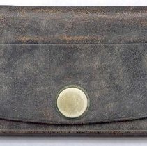 Brown leather wallet with plain metal snap