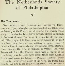 Twenty-first Annual Banquet of the Netherlands Society of Philadelphia